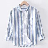 Pockets Street Casual Shirts Fashion Simplicity Handsome Office Lady Striped Loose Men's Clothing Button Spring Summer Sven Thin - Lillie 