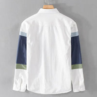 2023 New Spring and Autumn Season Thin Hong Kong Style Fashion Trend Splicing Contrast Color Casual Loose Versatile Men's Shirt - Lillie 