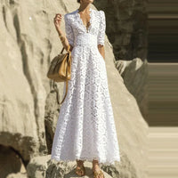 White Women's Long Dress - Lillie 