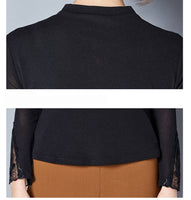 Women Blouse/Casual Long Sleeve Patchwork Spliced Turtleneck Tops - Lillie