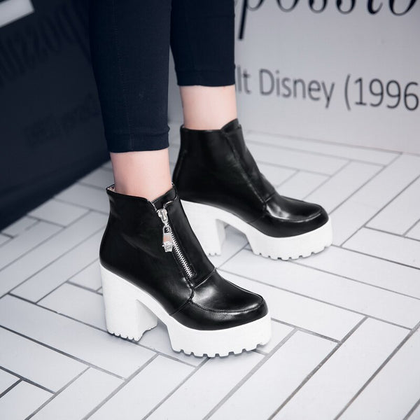 Platform Ankle Boots-Women - Lillie 