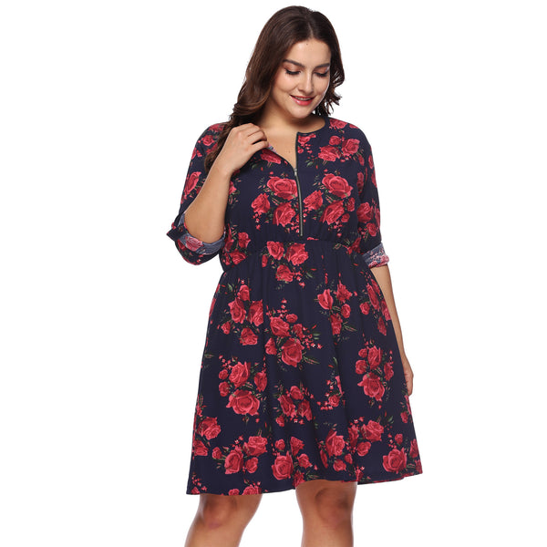 Floral Long Sleeve Dress / Plus size women dresses - Lillie