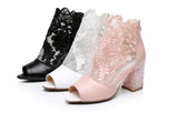 Women's Lace flower net boots - Lillie