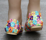 Women Flat Shoes / Colorful Flower Lace Flats Pointed Toe Shoes - Lillie