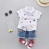 Kids Baby Boy Summer Clothing Set / Cute style Toddler Boy Shirt and Jeans Outfit - Lillie
