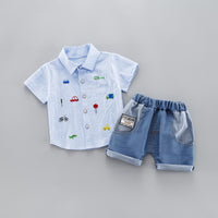 Kids Baby Boy Summer Clothing Set / Cute style Toddler Boy Shirt and Jeans Outfit - Lillie