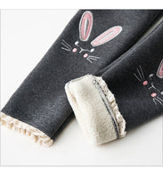 Girl Leggings Winter Cartoon Embroidery / Velvet Elastic Waist Warm Legging - Lillie