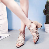 Faux Leather Rhinestones Sandals Shoes for women - Lillie
