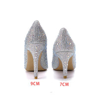 Wedding High Heels Cinderella Crystal Shoes for women /  Diamond Pumps Rhinestone Pointed Toe Crystal Shoes for ladies - Lillie