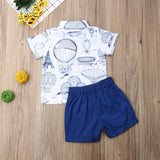 Boys Clothes Formal Kids Clothes Set 2Pcs / Summer Short Sleeve Dress T-shirt Tops + Short Pant - Lillie