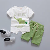 Cute Summer Style Baby Boy Clothes / Infant Clothing Elephant design Short Sleeved T-shirts Tops Striped Pants Kids Suits - Lillie