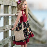 Toddler Girls Dress / Vintage Floral Print Backless Dress  for little girl - Lillie