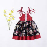 Toddler Girls Dress / Vintage Floral Print Backless Dress  for little girl - Lillie