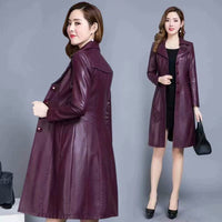 Women's Long Leather Jacket - Lillie
