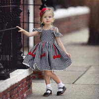 Baby Kids Girl Short Sleeve Off Shoulder A-Line Dresses / Toddler girl's Dresses - Lillie