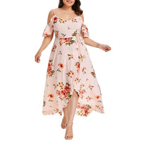 Floral print Plus Size Fashion Women Long Dress / Casual Sexy Summer Off Shoulder Dress - Lillie