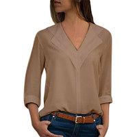 Double V-neck Long Sleeve Blouse/Shirt for Women - Lillie