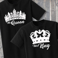 King Queen Letter Print Casual Couples T-Shirt/ Couples T-Shirts - Lillie