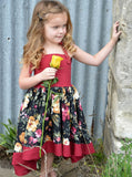 Toddler Girls Dress / Vintage Floral Print Backless Dress  for little girl - Lillie