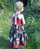 Toddler Girls Dress / Vintage Floral Print Backless Dress  for little girl - Lillie