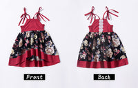 Toddler Girls Dress / Vintage Floral Print Backless Dress  for little girl - Lillie