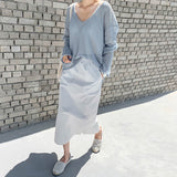 Casual V Neck Knitted Loose Blouse with Batwing Sleeve for women - Lillie