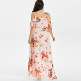 Floral print Plus Size Fashion Women Long Dress / Casual Sexy Summer Off Shoulder Dress - Lillie