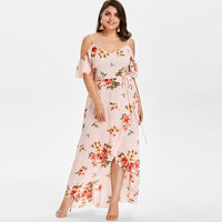 Floral print Plus Size Fashion Women Long Dress / Casual Sexy Summer Off Shoulder Dress - Lillie