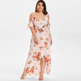 Floral print Plus Size Fashion Women Long Dress / Casual Sexy Summer Off Shoulder Dress - Lillie