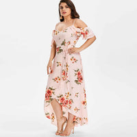 Floral print Plus Size Fashion Women Long Dress / Casual Sexy Summer Off Shoulder Dress - Lillie