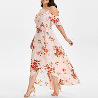 Floral print Plus Size Fashion Women Long Dress / Casual Sexy Summer Off Shoulder Dress - Lillie