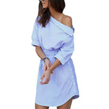 Blue Stripe Shirt Dress for Women - Lillie