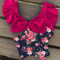 Floral Ruffled Hem Bikini Set for Women / Two Piece Girl Beach Bathing Suit / Swimwear for women - Lillie
