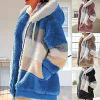 Autumn Winter Long Sleeve Color Block Plus Size Women Jacket - Lillie