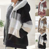 Autumn Winter Long Sleeve Color Block Plus Size Women Jacket - Lillie