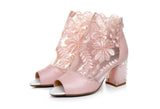 Women's Lace flower net boots - Lillie