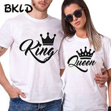 Summer Fashion King Queen Crown Letters Print T-Shirt/ Couple T-Shirts - Lillie