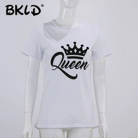 Summer Fashion King Queen Crown Letters Print T-Shirt/ Couple T-Shirts - Lillie