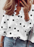 Fashion V Neck Printed Long Sleeve Tops for Women /Plus Size Blouses - Lillie